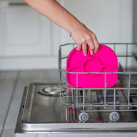 Assiette à compartiments ventousée et cuillère en silicone Bleu+Rose 8 - vertbaudet enfant 