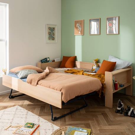 Lit banquette avec lit gigogne bois massif hêtre naturel  arsène Bois naturel 2 - vertbaudet enfant 