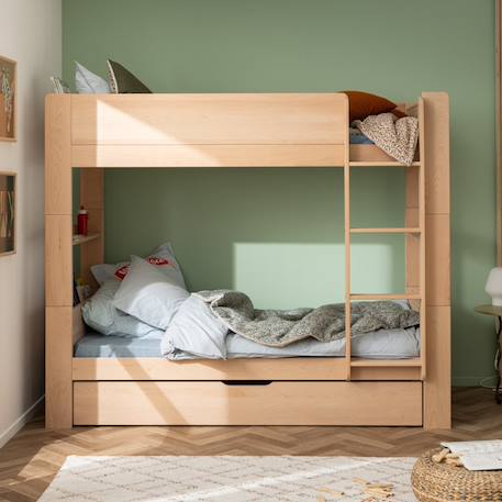 Lit superposé séparable avec lit gigogne en hêtre arsène Blanc-bois+Bois+Vert-bois 8 - vertbaudet enfant 