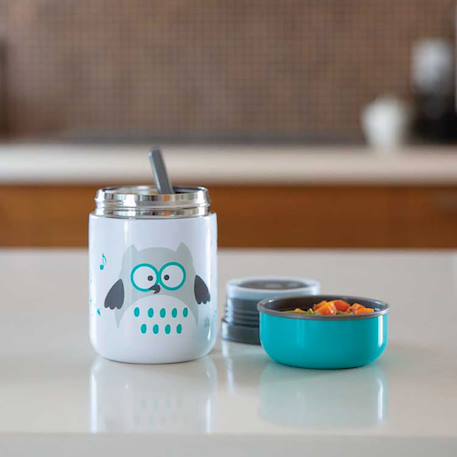 Boîte à repas isotherme et sa cuillère hibou Bleu 5 - vertbaudet enfant 
