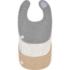 Puériculture-Lot de 3 bavoirs naissance gris foncé-gris clair-nature mélange