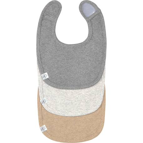 Lot de 3 bavoirs naissance gris foncé-gris clair-nature mélange Gris, marron 1 - vertbaudet enfant 