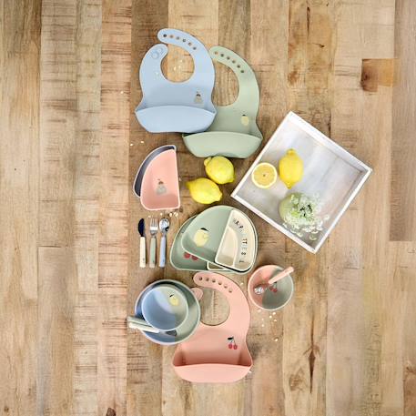 Assiette en silicone - happy fruits Bleu+Rose 3 - vertbaudet enfant 