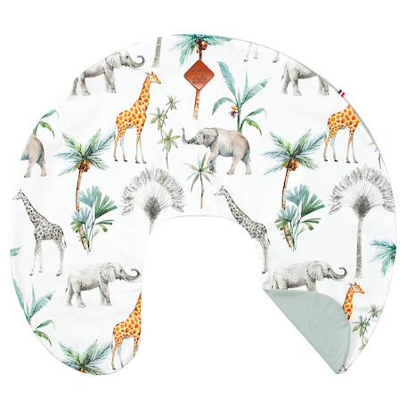 Housse pour coussin d'allaitement ergonomique safari Safari, vert, gris, blanc 1 - vertbaudet enfant 