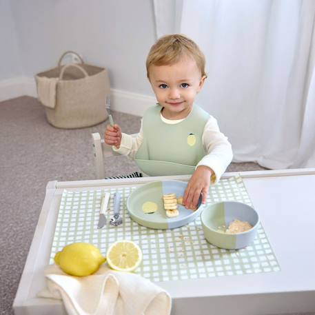 Assiette en silicone - happy fruits Bleu+Rose 2 - vertbaudet enfant 