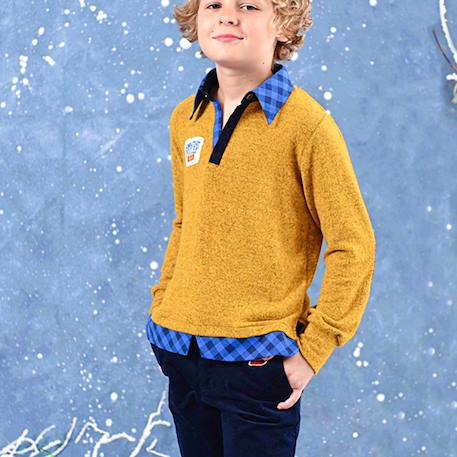 Pantalon chino hiver   velours   sainclair Bleu marine+Jaune+Noir 5 - vertbaudet enfant 