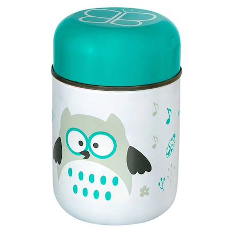 Boîte à repas isotherme et sa cuillère hibou Bleu 2 - vertbaudet enfant 