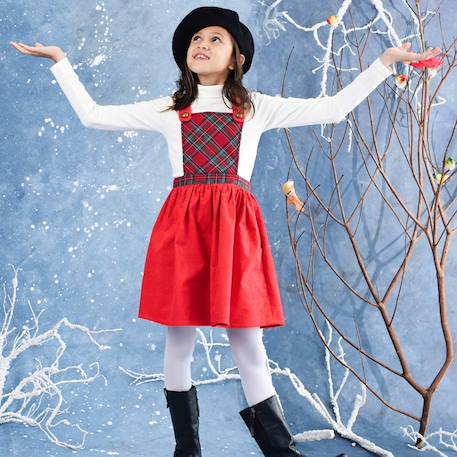 Robe de noël tartan & col roulé Rouge beige 2 - vertbaudet enfant 