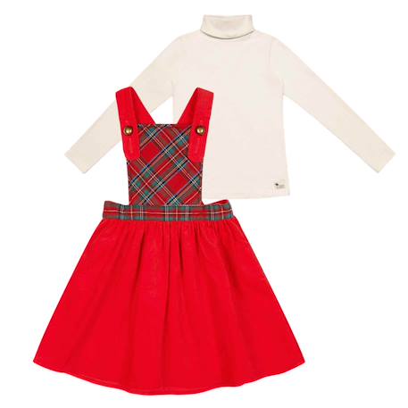 Robe de noël tartan & col roulé Rouge beige 1 - vertbaudet enfant 