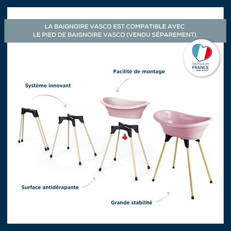 Baignoire vasco Blanc muguet+Bleu océan+Fleur bleue+Gris charme+Rose poudré+Vert céladon 25 - vertbaudet enfant 
