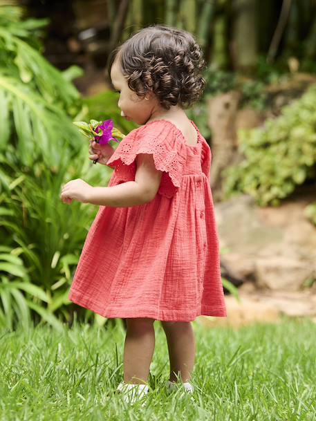 Robe bébé en gaze de coton écru+rouge 11 - vertbaudet enfant 