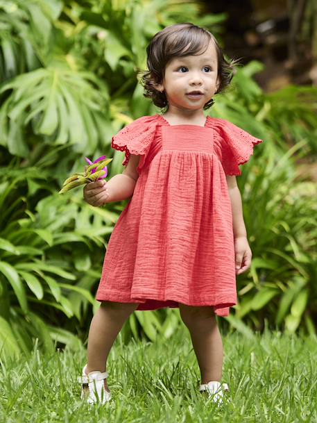 Robe bébé en gaze de coton écru+rouge 5 - vertbaudet enfant 