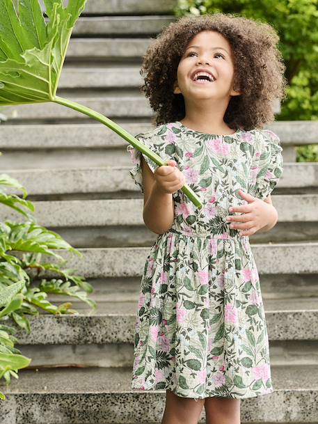Robe en gaze de coton imprimée fille vert sauge 6 - vertbaudet enfant 