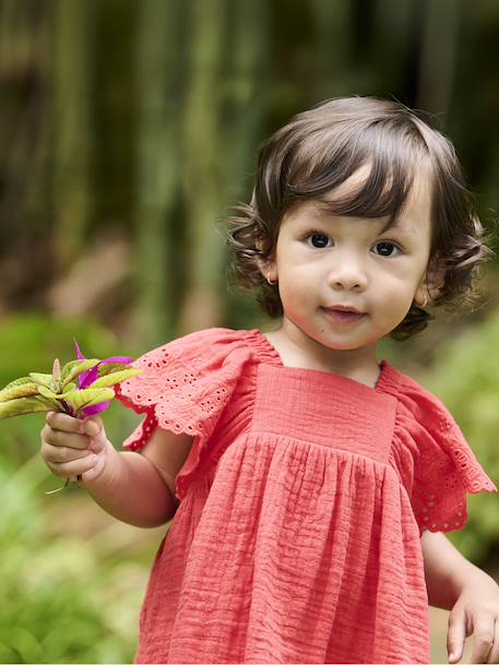 Robe bébé en gaze de coton écru+rouge 10 - vertbaudet enfant 