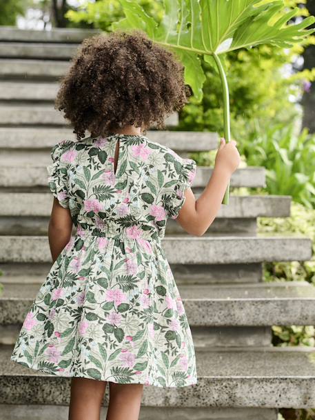 Robe en gaze de coton imprimée fille vert sauge 7 - vertbaudet enfant 