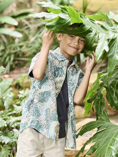 Chemise manches courtes garçon vert imprimé 1 - vertbaudet enfant 