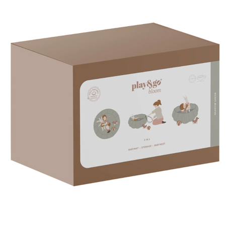 Tapis d'éveil & sac à jouets 3 en 1 bloom en coton Beige+Jaune moutarde+Marron foncé+Noir & Blanc+Rose+Vert 33 - vertbaudet enfant 