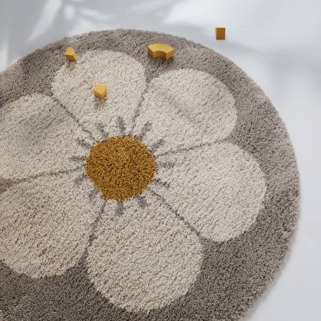 Tapis chambre enfant rond bohemian daisy Beige+Gris+Multicolore 1 - vertbaudet enfant 