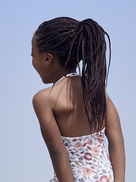 Maillot de bain fille 1 pièce noué à la nuque écru imprimé 7 - vertbaudet enfant 