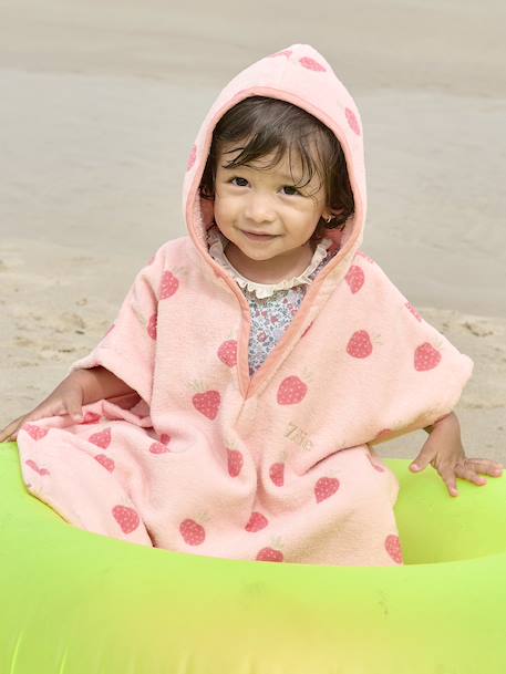 Poncho de bain / plage bébé personnalisable, avec coton recyclé blanc imprimé+rose imprimé 14 - vertbaudet enfant 