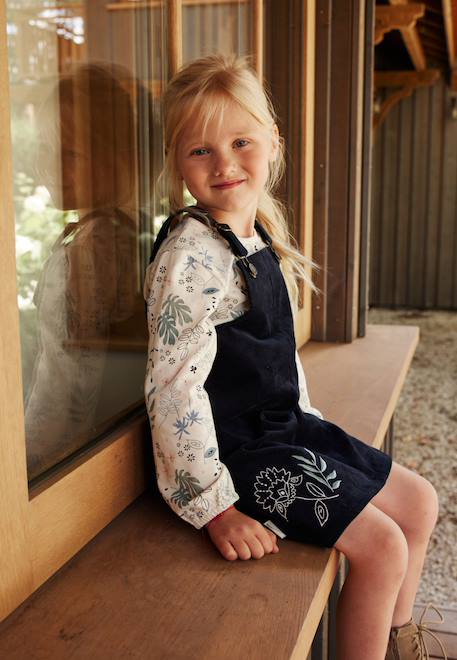 Robe enfant en velours côtelé belle de nuit Bleu 1 - vertbaudet enfant 