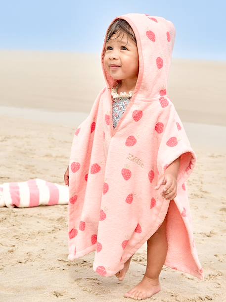Poncho de bain / plage bébé personnalisable, avec coton recyclé blanc imprimé+rose imprimé 9 - vertbaudet enfant 