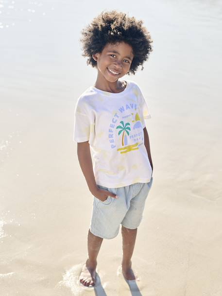 Bermuda garçon jean facile à enfiler bleu imprimé+denim gris+double stone+rayé bleu+stone 27 - vertbaudet enfant 