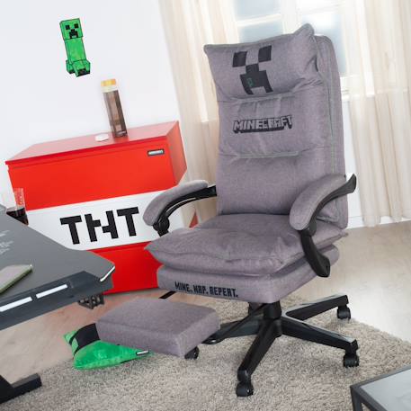 Chaise gaming minecraft – rotation 360°, hauteur ajustable & confort ergonomique Gris et noir 2 - vertbaudet enfant 