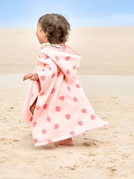 Poncho de bain / plage bébé personnalisable, avec coton recyclé blanc imprimé+rose imprimé 15 - vertbaudet enfant 