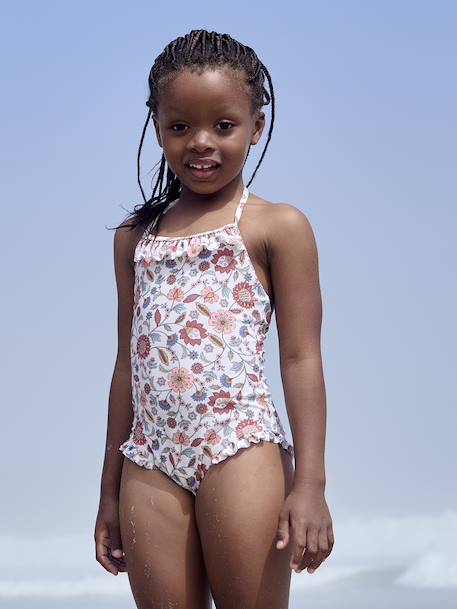 Maillot de bain fille 1 pièce noué à la nuque écru imprimé 5 - vertbaudet enfant 
