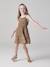 Robe à bretelles fille en gaze de coton beige+corail+vert émeraude 1 - vertbaudet enfant 