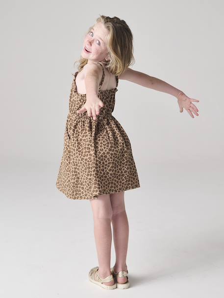 Robe à bretelles fille en gaze de coton beige+corail+vert émeraude 7 - vertbaudet enfant 