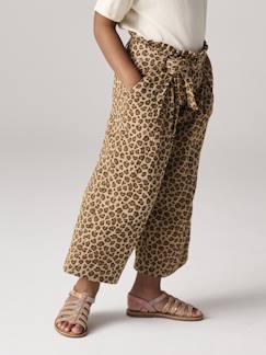 -Pantacourt fille large gaze de coton style paperbag 