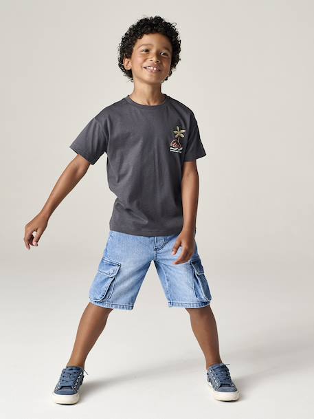 T-shirt garçon motifs devant et dos anthracite+blanc+bleu ciel+bleu océan 8 - vertbaudet enfant 