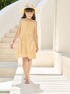 -Robe à bretelles fille en gaze de coton 