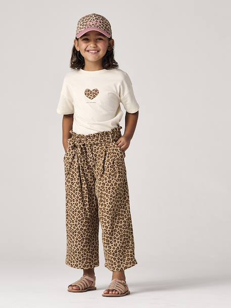 T-shirt fille imprimé manches courtes anthracite+jaune pâle+Léopard+sable+vanille 22 - vertbaudet enfant 