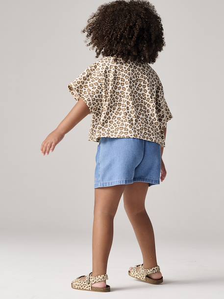 Short fille en denim léger facile à enfiler denim bleached+stone 10 - vertbaudet enfant 