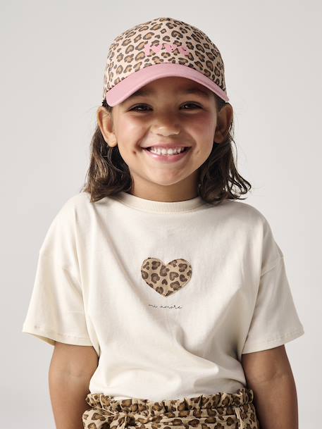 T-shirt fille imprimé manches courtes anthracite+jaune pâle+Léopard+sable+vanille 18 - vertbaudet enfant 