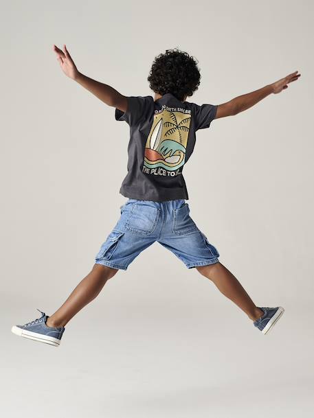 T-shirt garçon motifs devant et dos anthracite+blanc+bleu ciel+bleu océan 6 - vertbaudet enfant 
