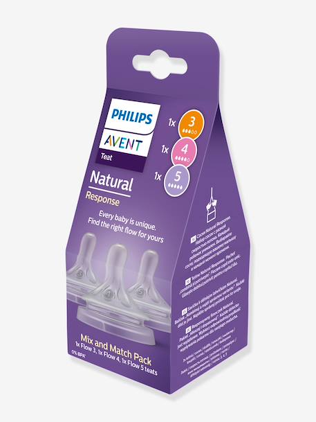 Pack de trois tétines Natural Response - débits 3,4,5 transparent 4 - vertbaudet enfant 