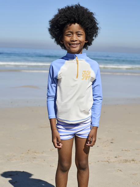 Ensemble de bain garçon T-shirt anti-UV + shorty Ecru/bleu 1 - vertbaudet enfant 