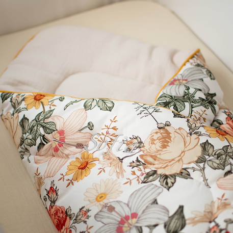 Couverture d'emmaillotage molletonnée néo vintage Néo vintage imprimé floral, beige, blanc 4 - vertbaudet enfant 