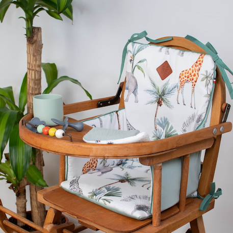 Coussin de chaise haute réversible safari Safari, vert, gris, blanc 2 - vertbaudet enfant 