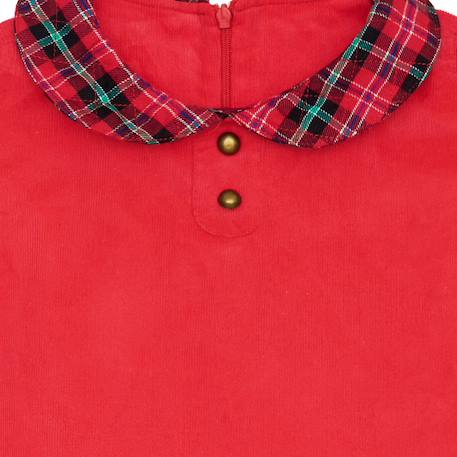 Robe qui tourne  en velours  et col claudine en tartan  hepburn Rouge carreaux tartan blanc vert+Rouge vert foncé 10 - vertbaudet enfant 
