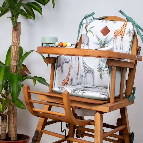 Coussin de chaise haute réversible safari Safari, vert, gris, blanc 5 - vertbaudet enfant 