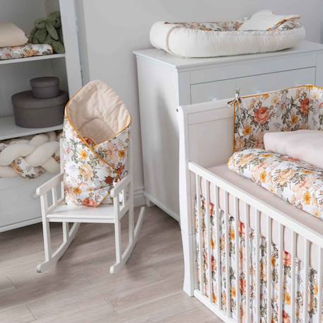 Couverture d'emmaillotage molletonnée néo vintage Néo vintage imprimé floral, beige, blanc 5 - vertbaudet enfant 