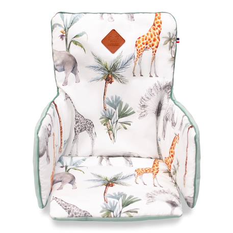 Coussin de chaise haute réversible safari Safari, vert, gris, blanc 1 - vertbaudet enfant 