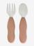 Lot de 2 pré-couverts d'apprentissage 2e âge en inox et silicone beige imprimé+Sage green+Velvet grey 1 - vertbaudet enfant 