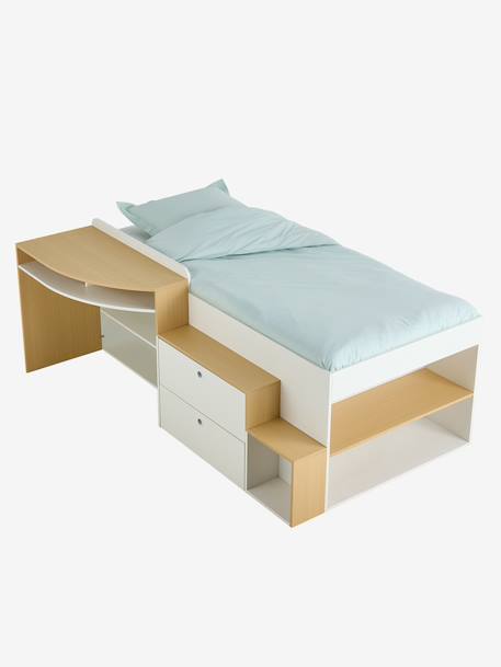 Lit enfant 90x190cm combiné avec bureau et rangement TEEN blanc 2 - vertbaudet enfant 