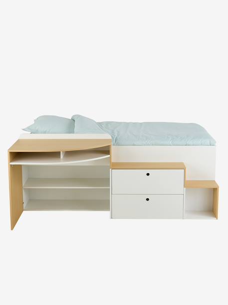 Lit enfant 90x190cm combiné avec bureau et rangement TEEN blanc 9 - vertbaudet enfant 